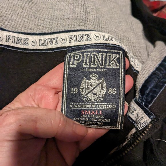 PINK Peace Symbol.Gold Bling Black Hoodie Size Small - Picture 7 of 9